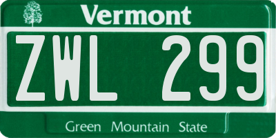 VT license plate ZWL299