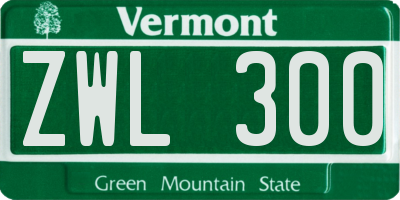 VT license plate ZWL300