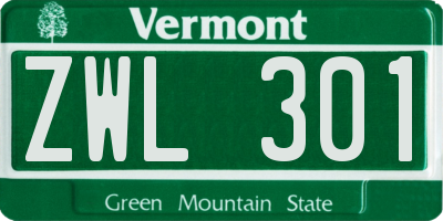 VT license plate ZWL301