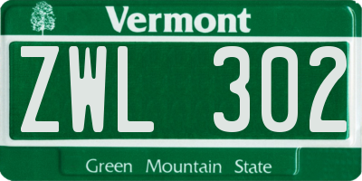 VT license plate ZWL302