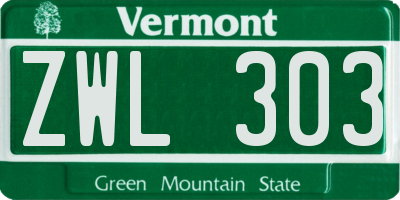 VT license plate ZWL303
