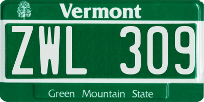 VT license plate ZWL309