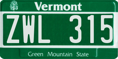 VT license plate ZWL315