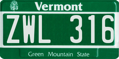 VT license plate ZWL316
