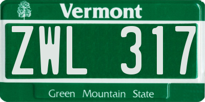 VT license plate ZWL317