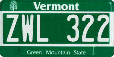 VT license plate ZWL322