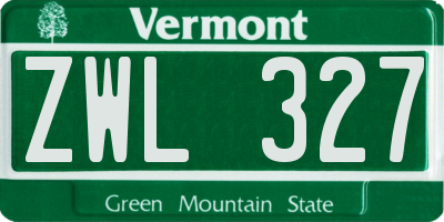 VT license plate ZWL327