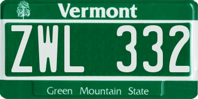 VT license plate ZWL332