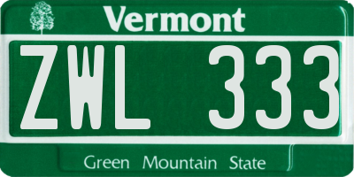 VT license plate ZWL333