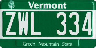 VT license plate ZWL334