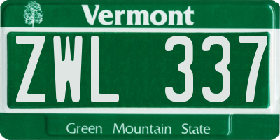 VT license plate ZWL337