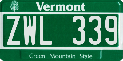 VT license plate ZWL339