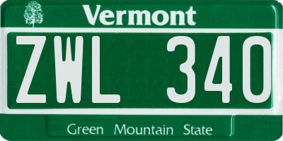 VT license plate ZWL340