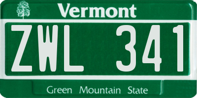 VT license plate ZWL341