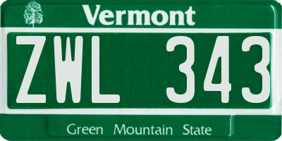 VT license plate ZWL343