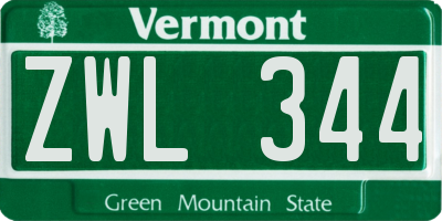 VT license plate ZWL344