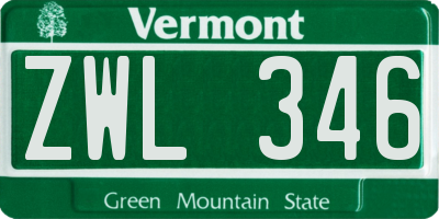 VT license plate ZWL346