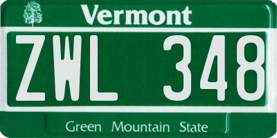 VT license plate ZWL348