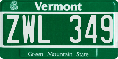 VT license plate ZWL349
