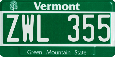 VT license plate ZWL355