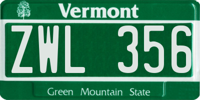 VT license plate ZWL356