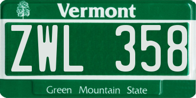VT license plate ZWL358