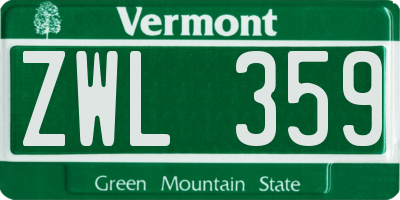 VT license plate ZWL359