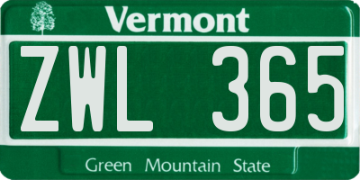 VT license plate ZWL365