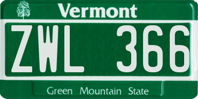 VT license plate ZWL366
