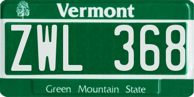 VT license plate ZWL368