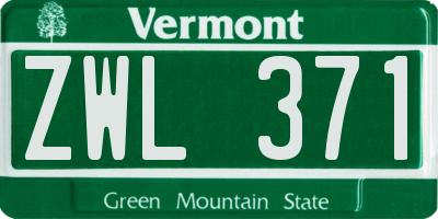 VT license plate ZWL371