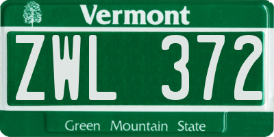 VT license plate ZWL372