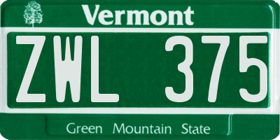 VT license plate ZWL375