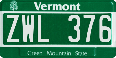 VT license plate ZWL376
