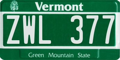 VT license plate ZWL377