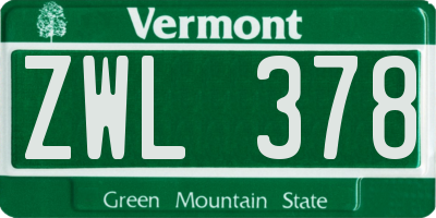 VT license plate ZWL378