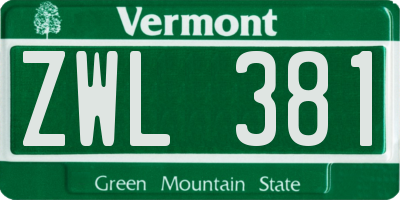 VT license plate ZWL381
