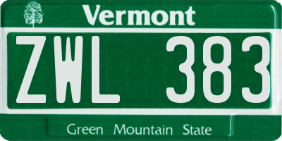 VT license plate ZWL383