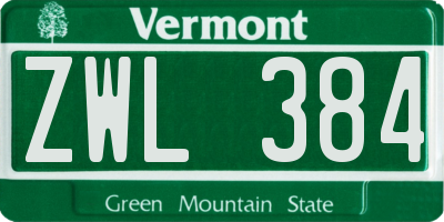 VT license plate ZWL384