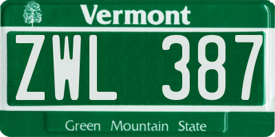 VT license plate ZWL387