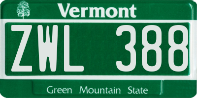 VT license plate ZWL388