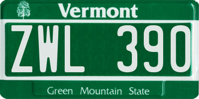 VT license plate ZWL390