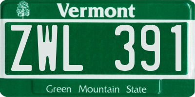 VT license plate ZWL391