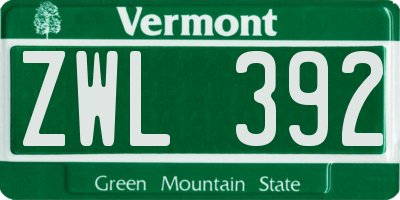 VT license plate ZWL392