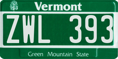 VT license plate ZWL393