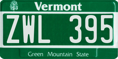 VT license plate ZWL395