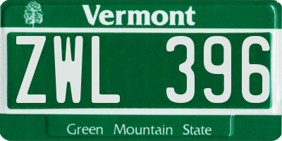 VT license plate ZWL396