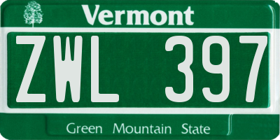 VT license plate ZWL397