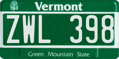 VT license plate ZWL398