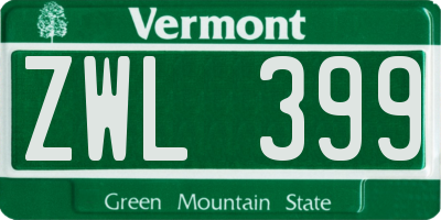 VT license plate ZWL399